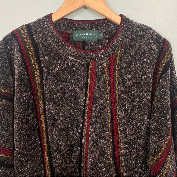Tundra Canada 80’s Pullover Sweater Cosby Style Medium 3D Knit Striped VTG - Picture 2 of 10
